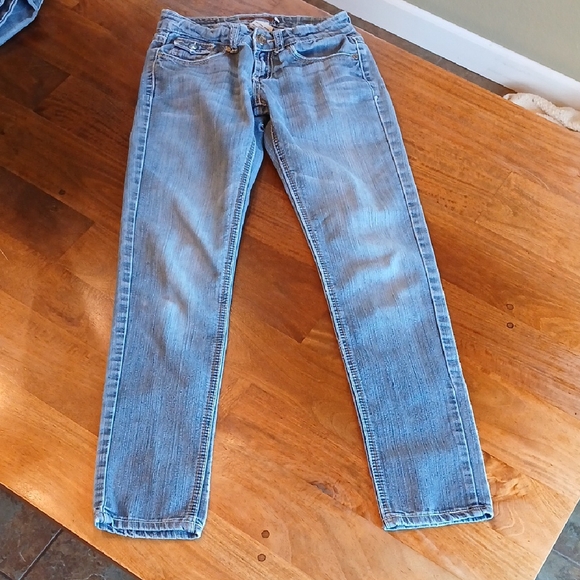 Free Culture Blue Straight Leg Jeans with Classic Style, Small Hole - Picture 1 of 16
